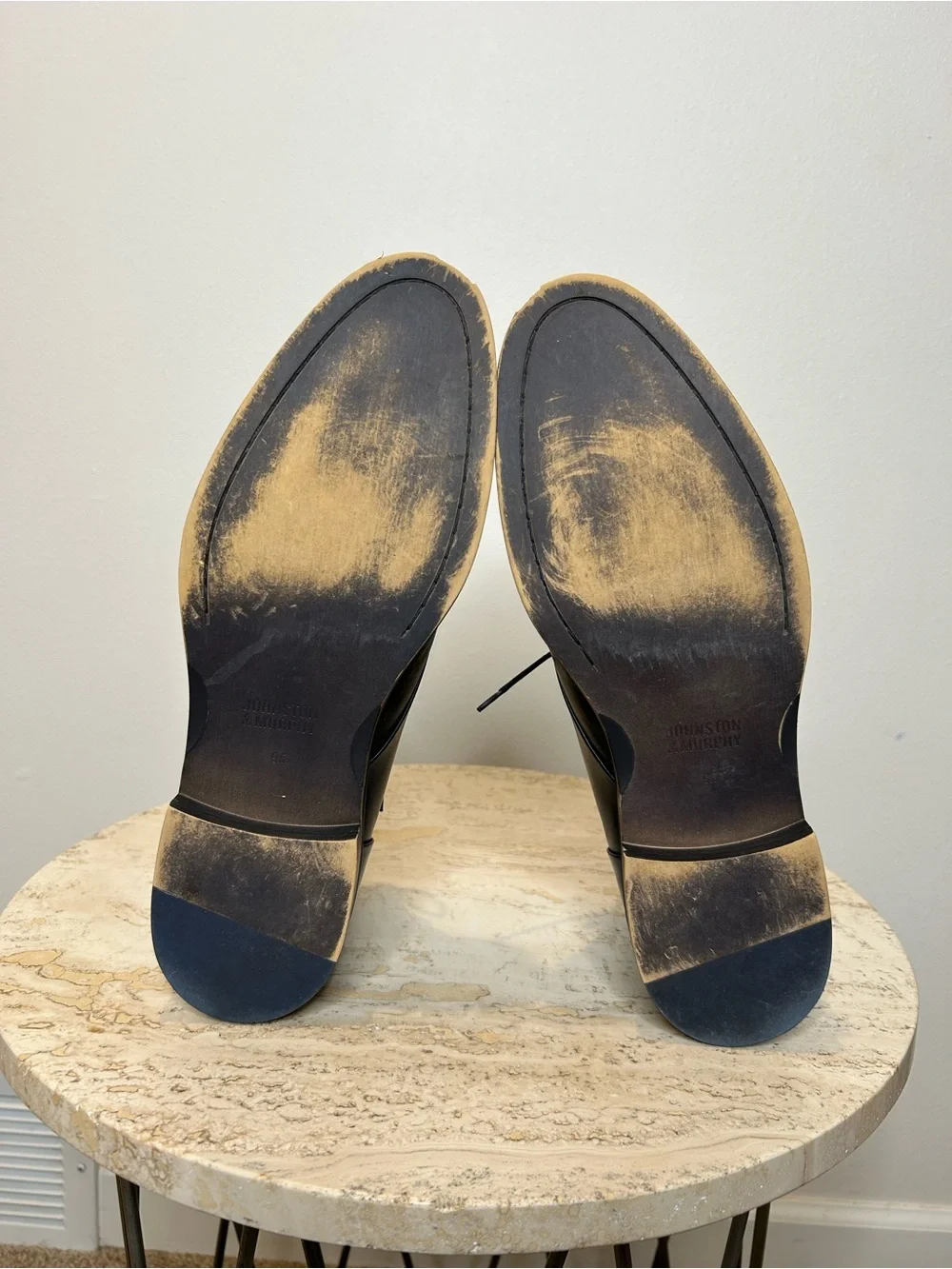 Johnston & Murphy Black Leather Cap-Toe Chukka Boots Size 9.5M